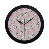 Cute panda ballon heart pattern Elegant Black Wall Clock