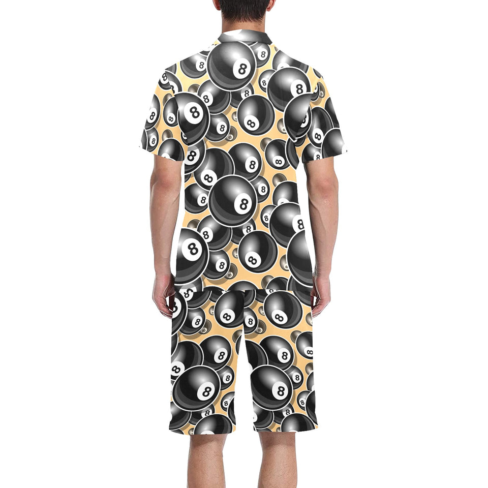 Billiard Ball Pattern Print Design 04 Men's V-Neck Short Pajama Set