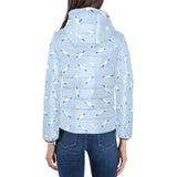 Seagull Pattern Print Design 02 Women's Padded Hooded Jacket