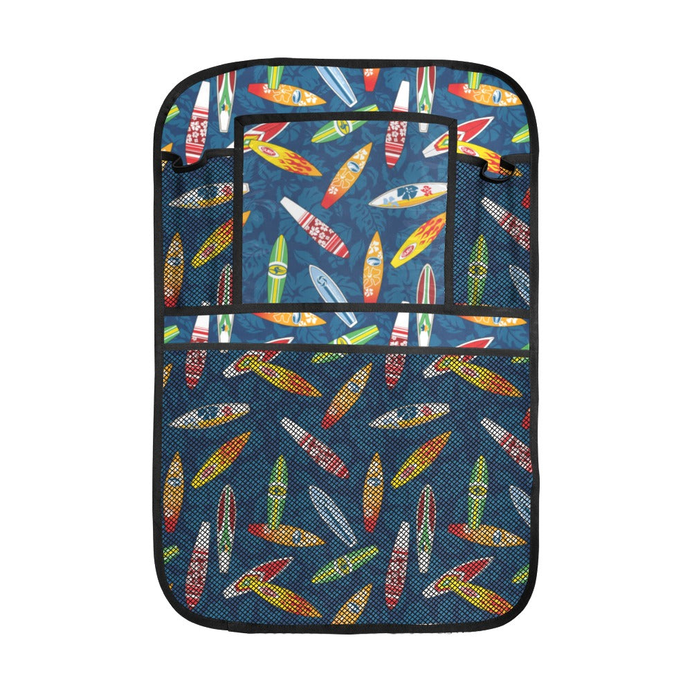 Surfboard Pattern Print Design 01 Car Seat Back Organizer