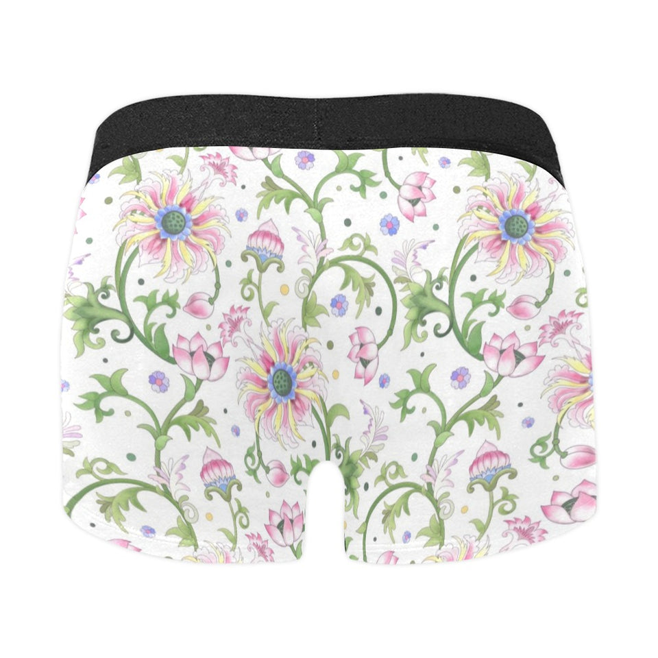 Beautiful pink lotus waterlily leaves pattern Men's All Over Print Boxer Briefs Men's Underwear