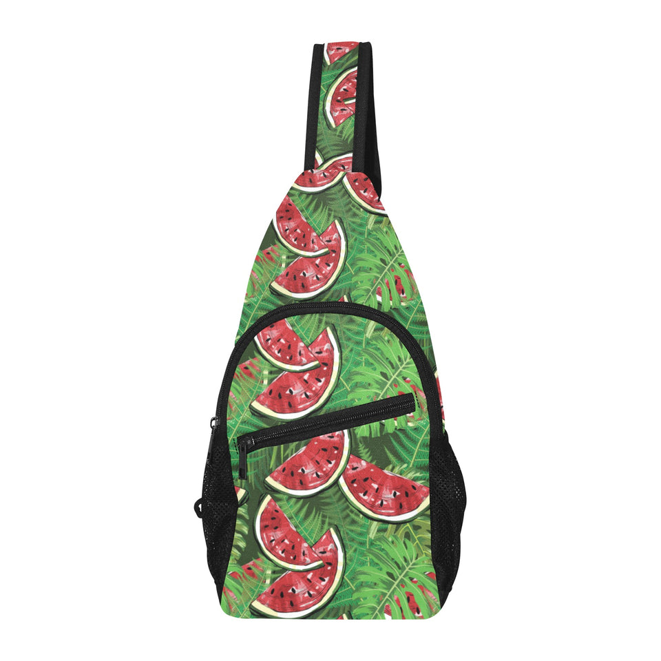 Watermelons tropical palm leaves pattern backgroun All Over Print Chest Bag