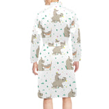 Cute Rhino pattern background Men's Long Sleeve Belted Night Robe