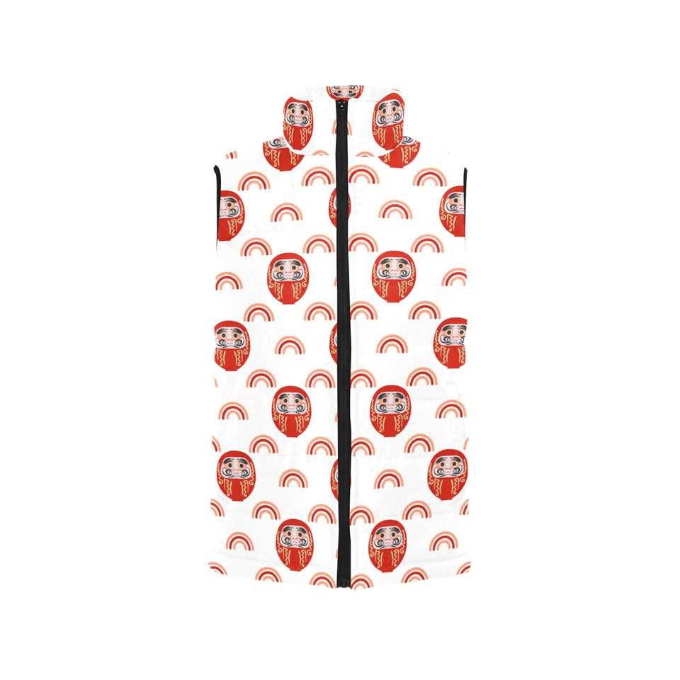 Daruma japanese wooden doll design pattern Women's Padded Vest