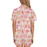 Hand drawn heart design pattern Women's V-Neck Short Pajama Set