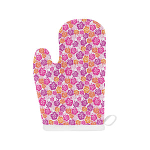 Hibiscus Pattern Print Design 01 Heat Resistant Oven Mitts