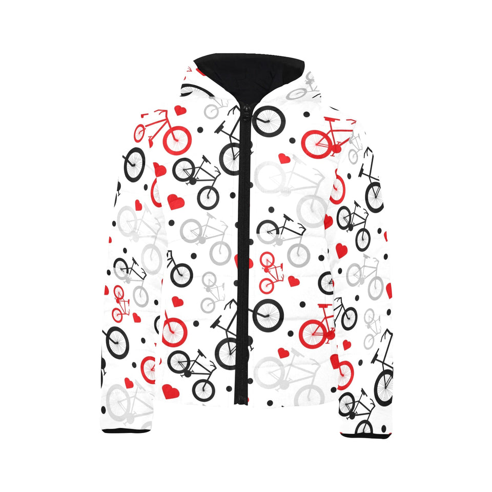 Bicycle Pattern Print Design 04 Kids' Boys' Girls' Padded Hooded Jacket
