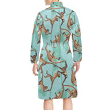 Monkey Palm tree background Men's Long Sleeve Belted Night Robe