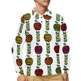 colorful apples leave zebra stripe Men's Long Sleeve Polo Shirt