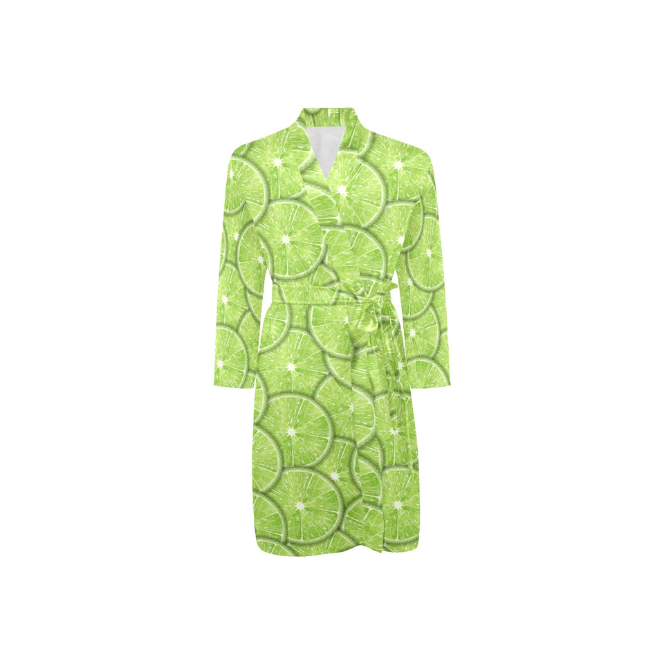 Slices of Lime pattern Men's Long Sleeve Belted Night Robe