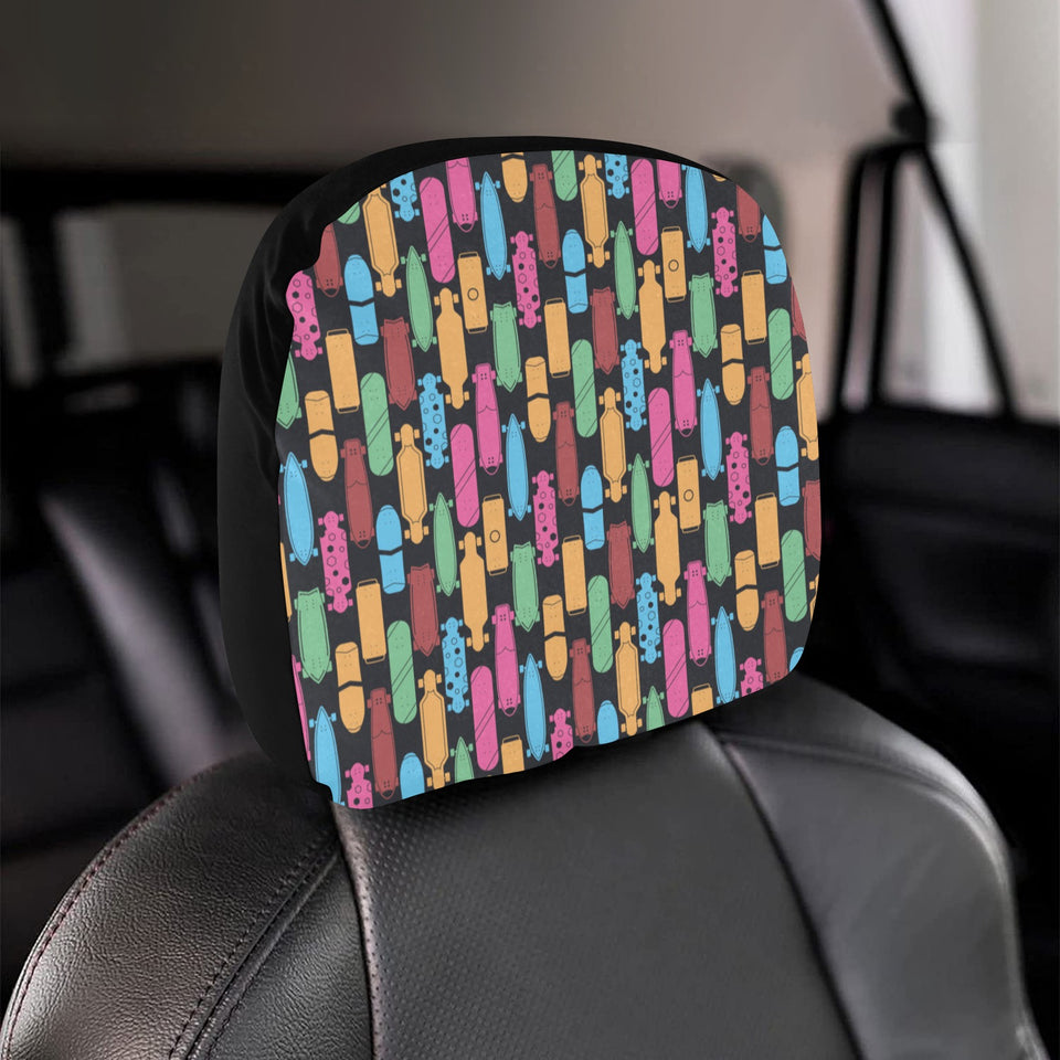 Skate Board Pattern Print Design 02 Car Headrest Cover