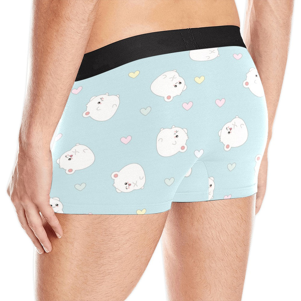 White cute hamsters heart pattern Men's All Over Print Boxer Briefs Men's Underwear