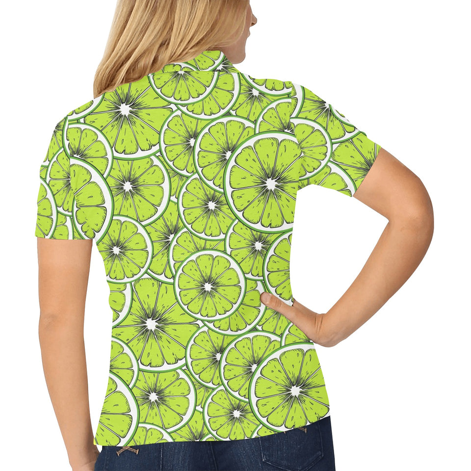 Slices of Lime design pattern Women's All Over Print Polo Shirt