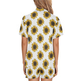 sunflowers design pattern Women's V-Neck Short Pajama Set