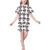 Cute ninja design pattern Kids' Boys' Girls' V-Neck Short Pajama Set