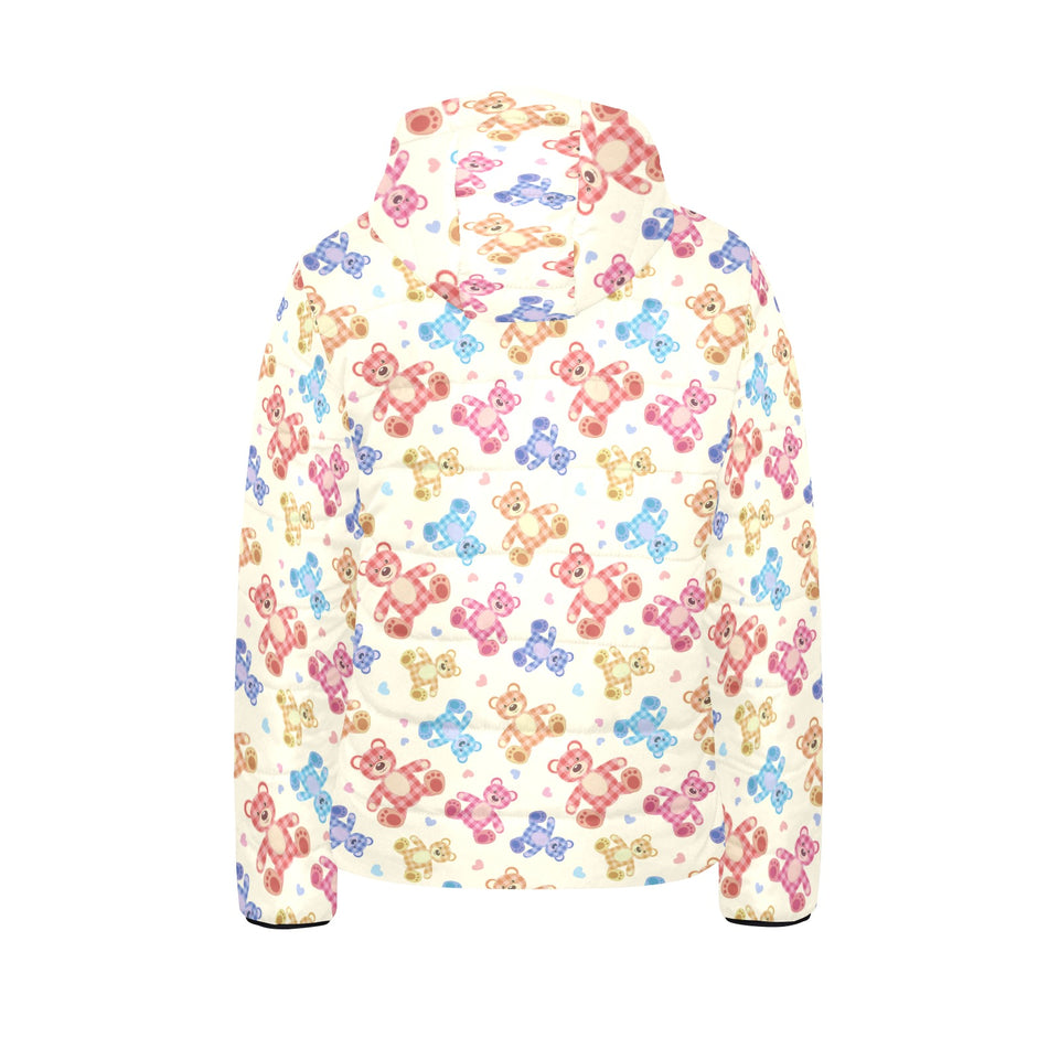 Teddy Bear Pattern Print Design 05 Kids' Boys' Girls' Padded Hooded Jacket