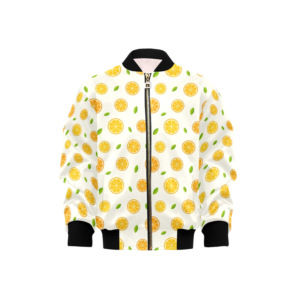 oranges leaves pattern Kids' Boys' Girls' Bomber Jacket
