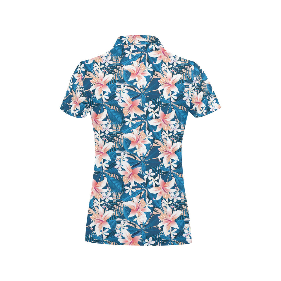 Hibiscus Pattern Print Design 02 Women's All Over Print Polo Shirt