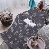 sushi pattern black background Blanket Robe with Sleeves