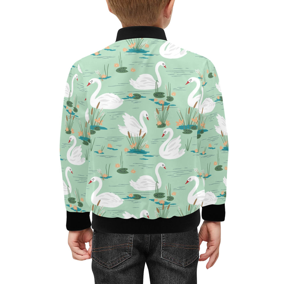 White swan lake pattern Kids' Boys' Girls' Bomber Jacket