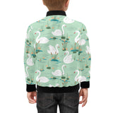 White swan lake pattern Kids' Boys' Girls' Bomber Jacket