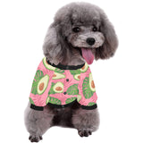 Avocado slices leaves pink back ground All Over Print Pet Dog Round Neck Fuzzy Shirt