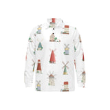windmill design pattern Men's Long Sleeve Polo Shirt