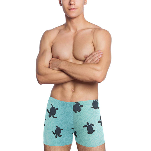 Sea turtle with blue ocean backgroud Men's Swimming Trunks