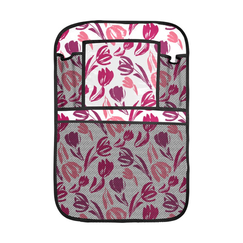 pink sketch tulip pattern Car Seat Back Organizer