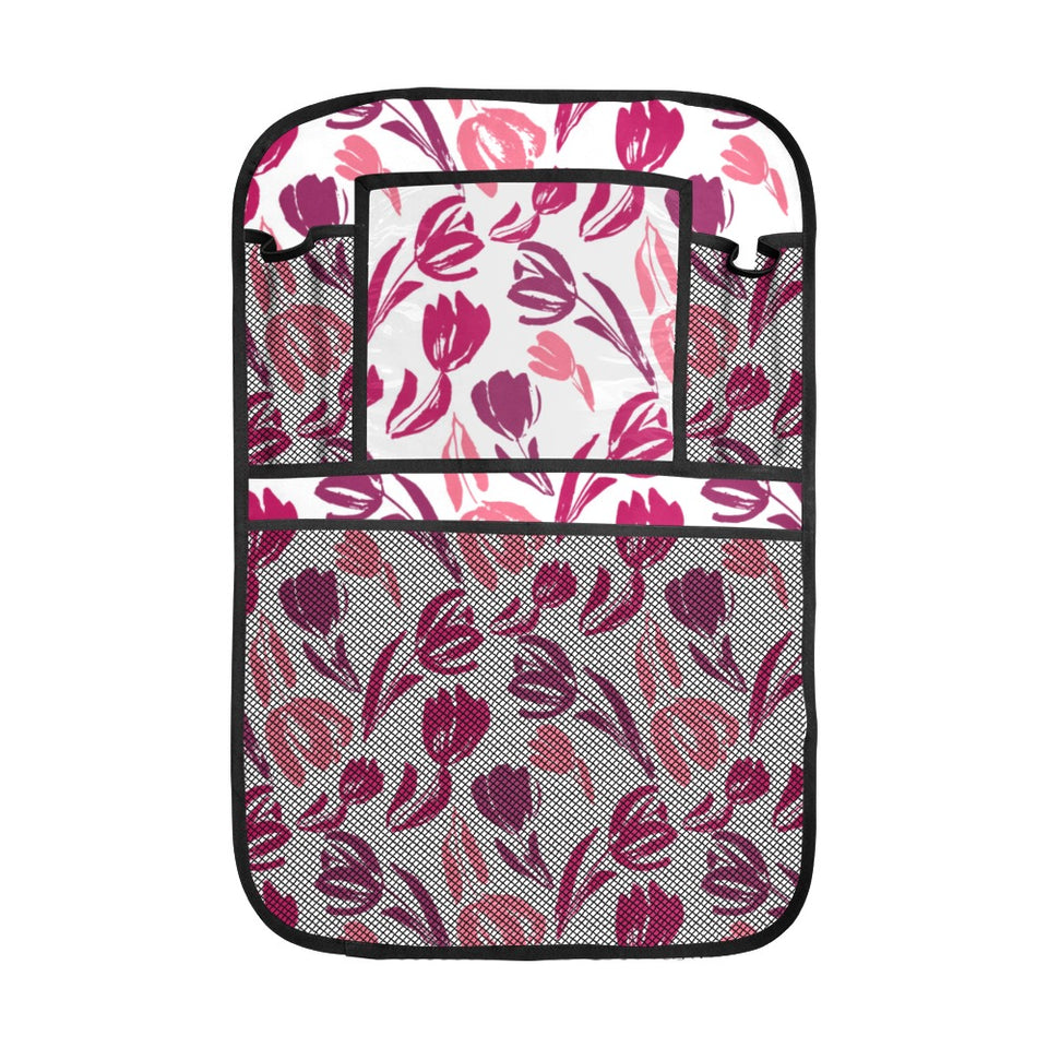 pink sketch tulip pattern Car Seat Back Organizer