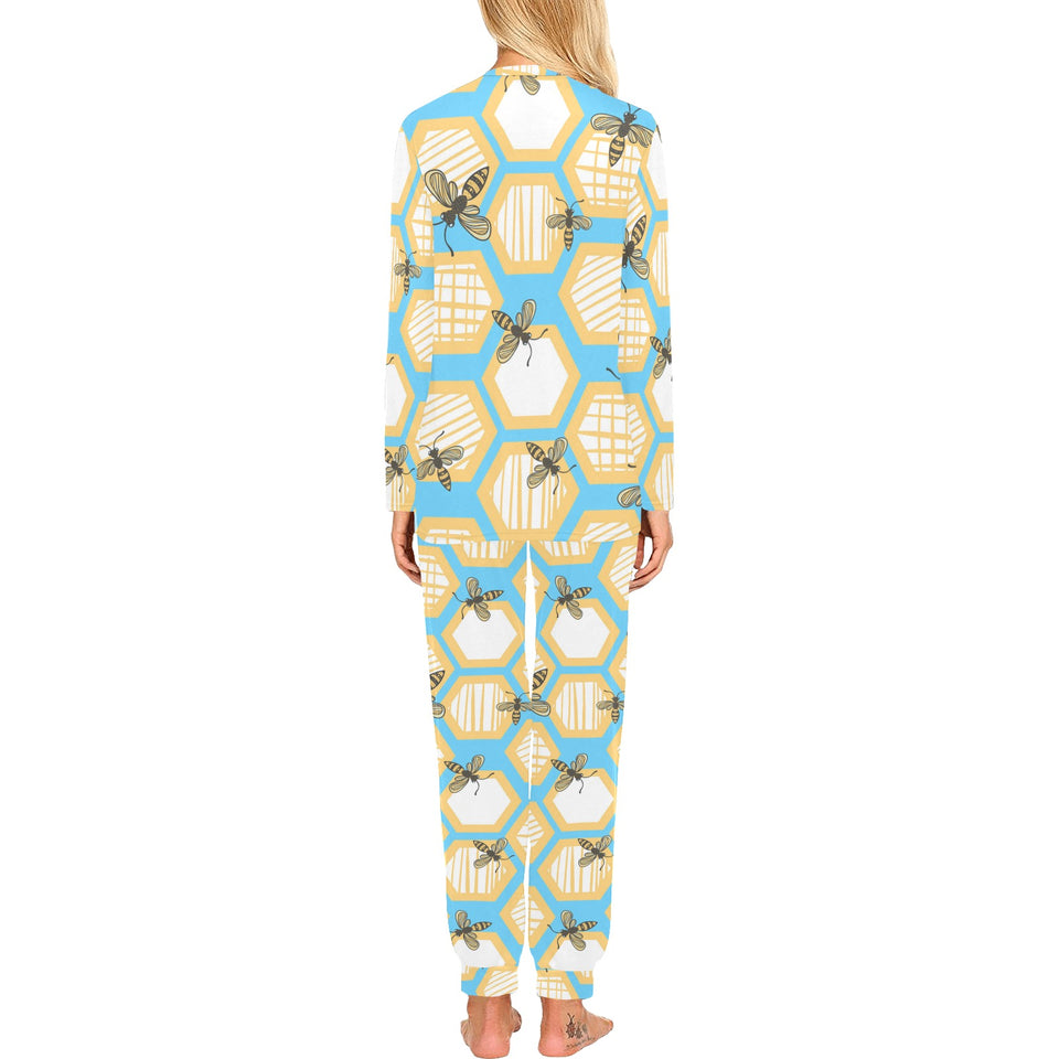 Bee honeycomb pattern Women's All Over Print Pajama Set