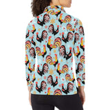 Rooster chicken cock snowfalke Women's Long Sleeve Polo Shirt