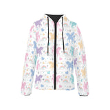 colorful unicorn rainbow heart pattern Women's Padded Hooded Jacket