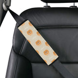 Cute brown pomeranian puppy on blue Car Seat Belt Cover