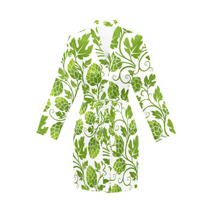 Hop design pattern Women's Long Sleeve Belted Night Robe