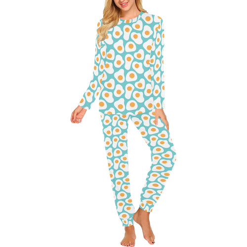 Fried Eggs Pattern Print Design 04 Women's All Over Print Pajama Set