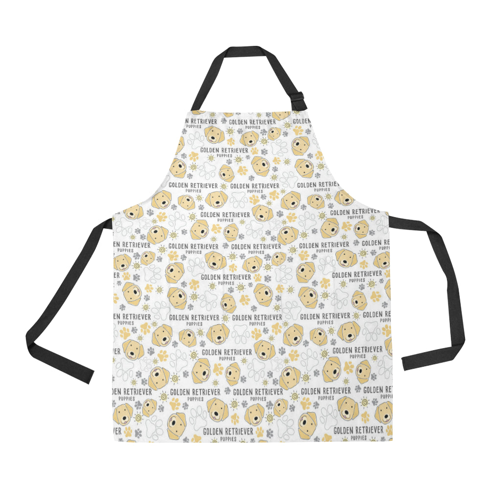 Golden Retriever Pattern Print Design 04 All Over Print Adjustable Apron