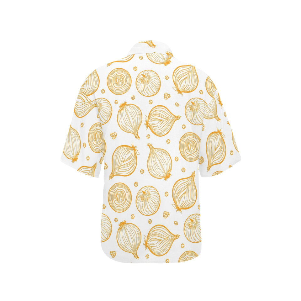 hand drawn onion pattern Women's All Over Print Hawaiian Shirt