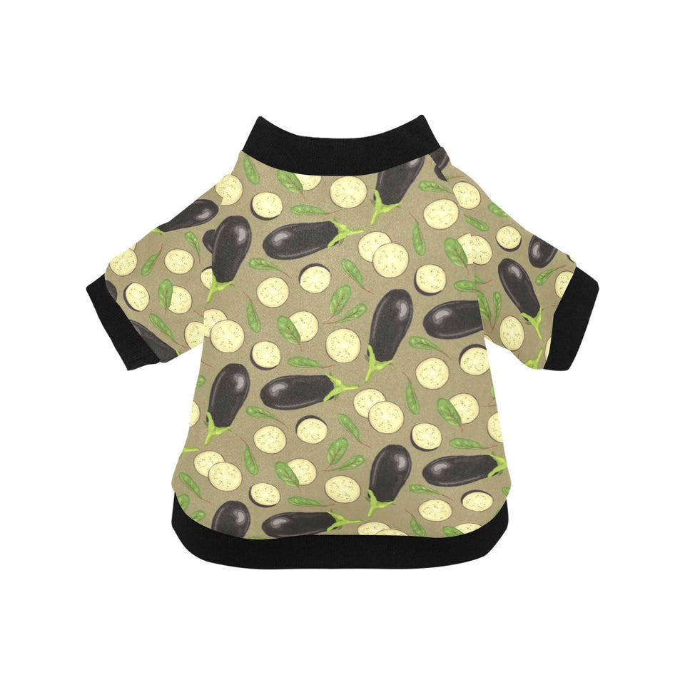 Eggplant Pattern Print Design 02 All Over Print Pet Dog Round Neck Fuzzy Shirt