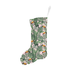Toucan tropical green jungle palm pattern Christmas Stocking