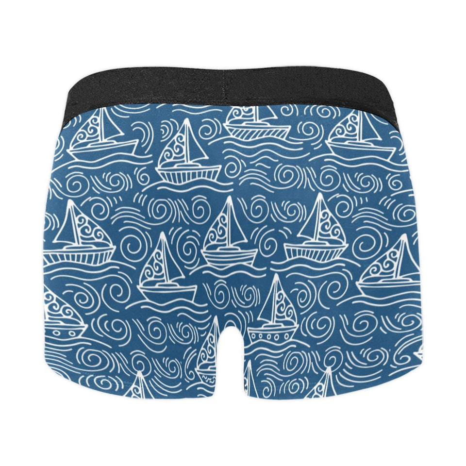 Hand drawn sailboat pattern Men's All Over Print Boxer Briefs Men's Underwear