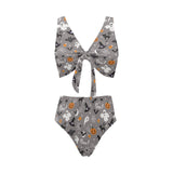 Halloween design pattern Chest Bowknot High Waisted Bikini Swimsuit