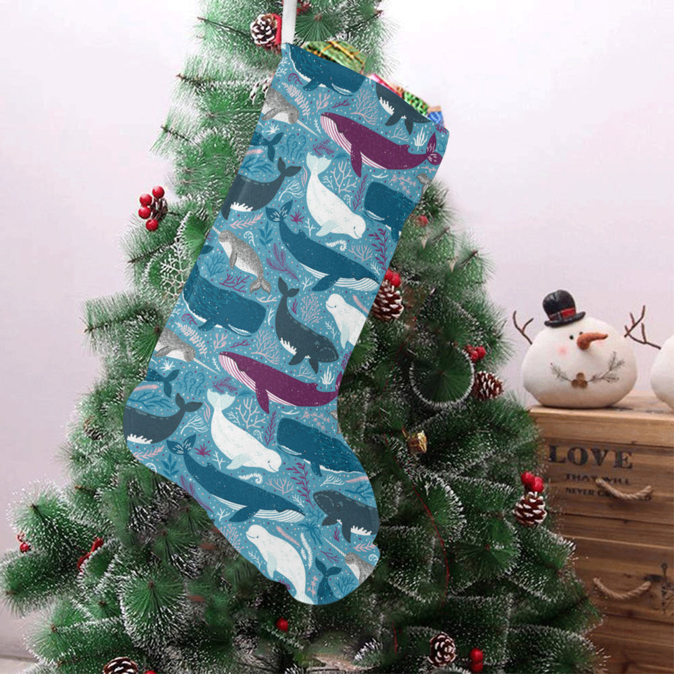 Whale design pattern Christmas Stocking