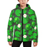 Frog waterlily pattern Kids' Boys' Girls' Padded Hooded Jacket