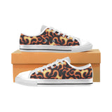 Fire flame dark pattern Men's Low Top Shoes White