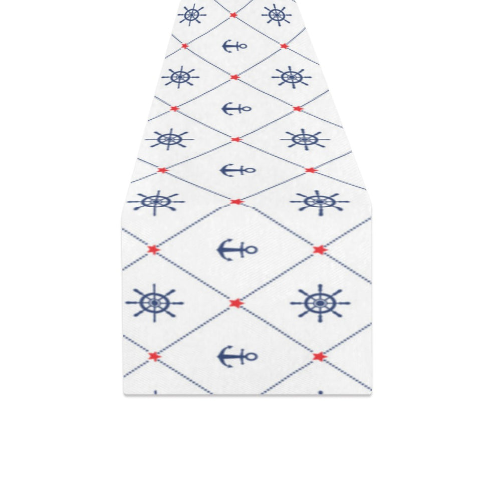 Anchor rudder nautical design pattern Table Runner