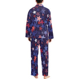 Red blue star pattern Men's Long Pajama Set