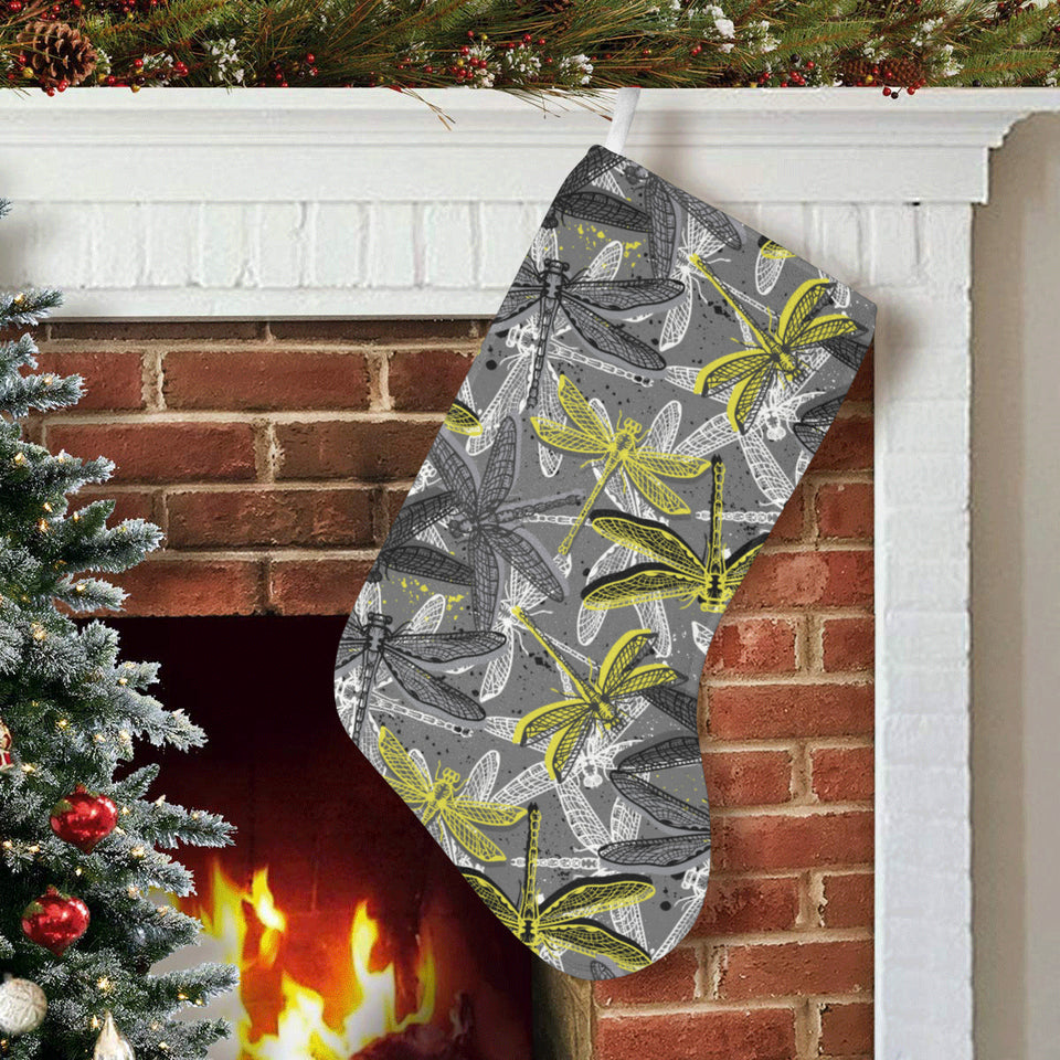 Hand drawn dragonfly pattern Christmas Stocking