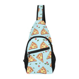 Hand drawn pizza blue background All Over Print Chest Bag