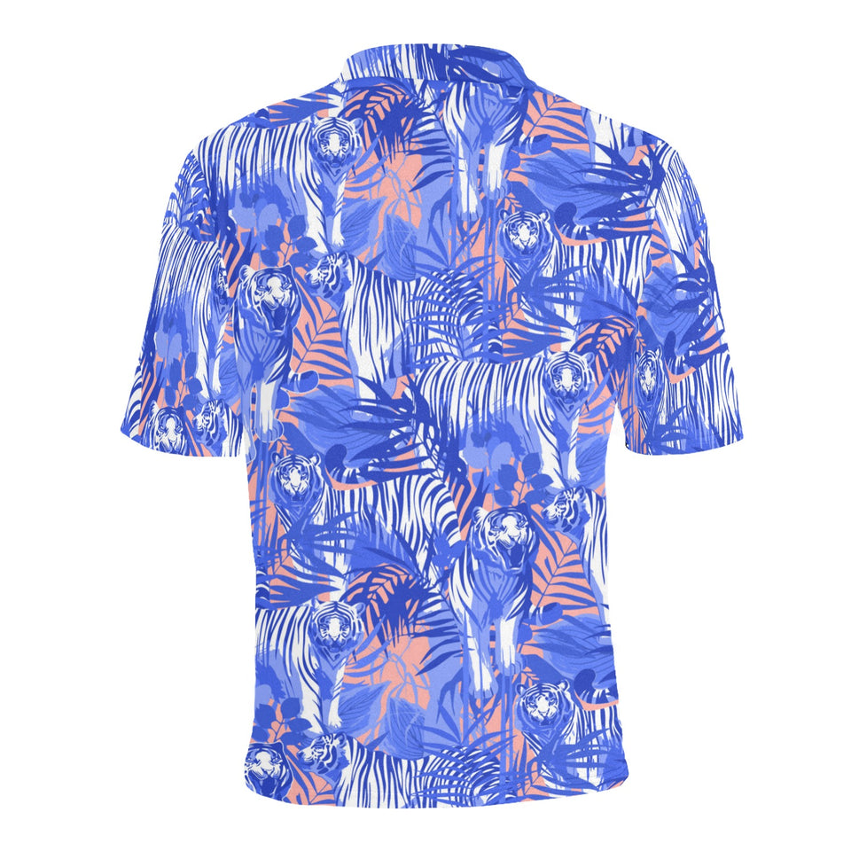 white bengal tigers pattern Men's All Over Print Polo Shirt